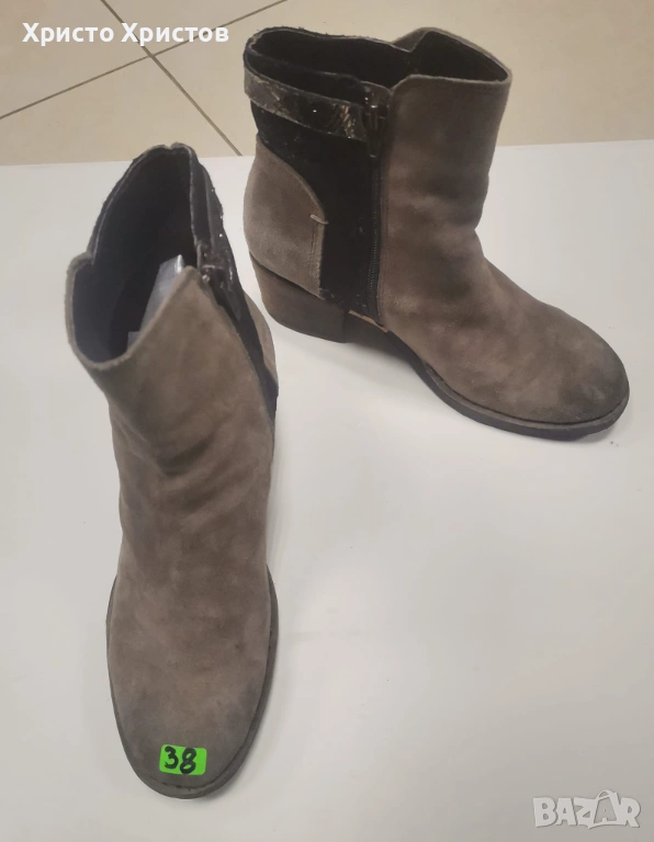 Дамски велурени боти KHRIO Размер 37 / Стелка 23 см, снимка 1