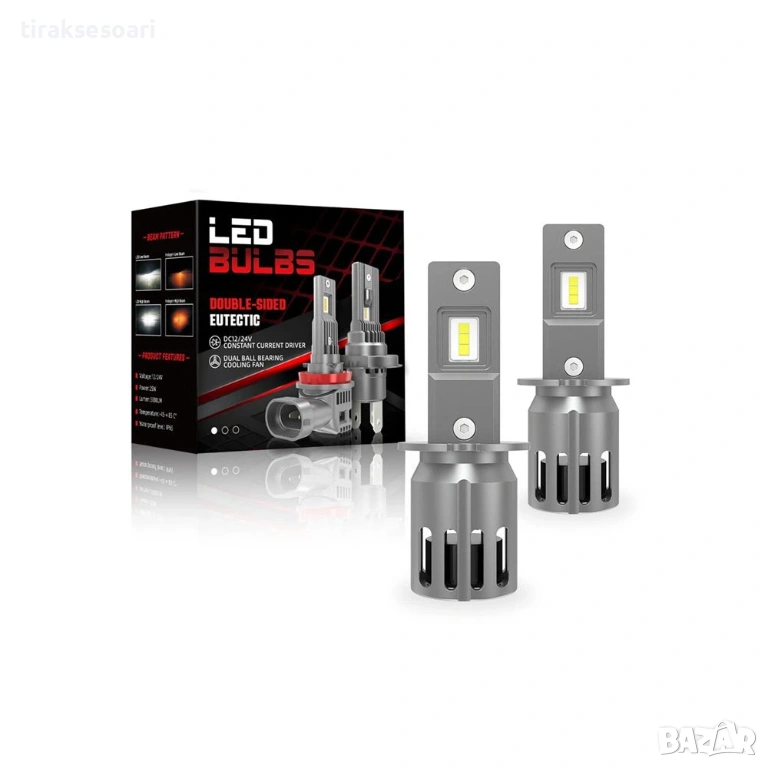 2025 LED диодни крушки H3 240W 12V/24V 350% светлина MINI, снимка 1