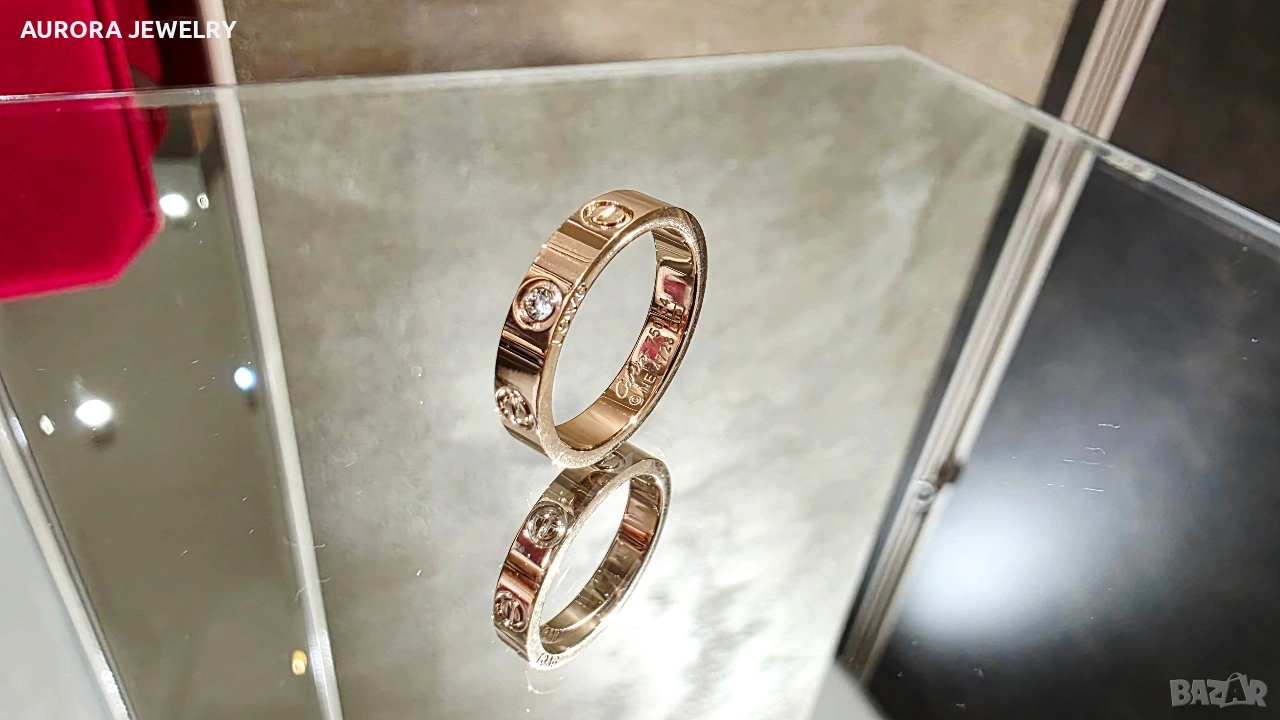 CARTIER Love Rose Gold 1 Diamond Small Model Пръстен, снимка 1