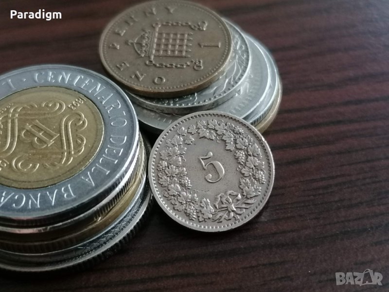 Монета - Швейцария - 5 рапен | 1955г., снимка 1