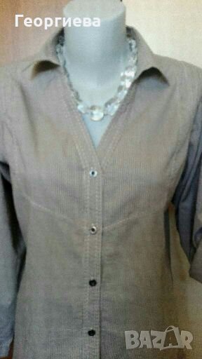 Лека риза в бежово и бяло - 100% памук🍀S, S/M🍀арт.557, снимка 1