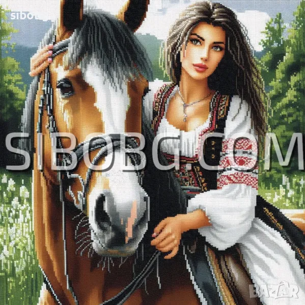 ДИАМАНТЕН ГОБЛЕН "Мома Зорица на кон, снимка 1