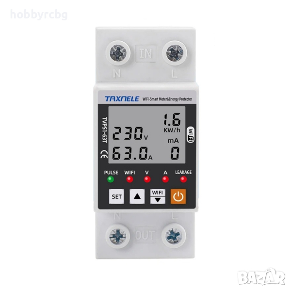 WIFI Смарт електромер с множество защити Tuya Smart Life, TVPS1-63T, снимка 1