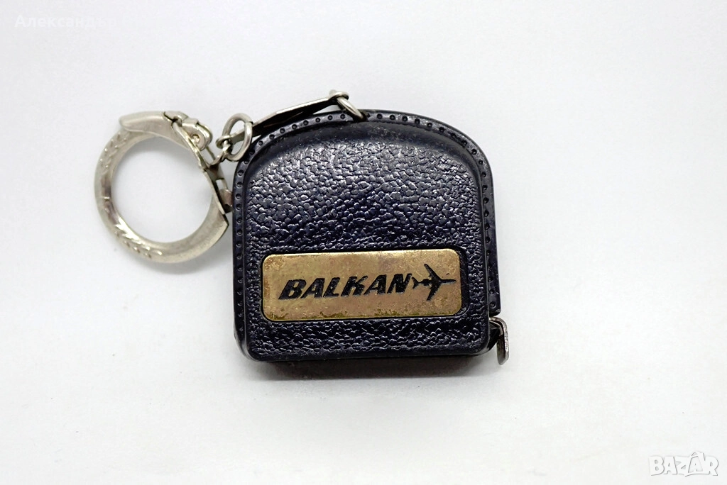 Стар Ключодържател Ролетка БАЛКАН Български Авиолинии Метал Кожа, снимка 1