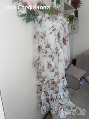 разкошна  нова дълга елегантна рокля  волани къдри Reaerved флорален нежен принт цветя, снимка 9 - Рокли - 42157211