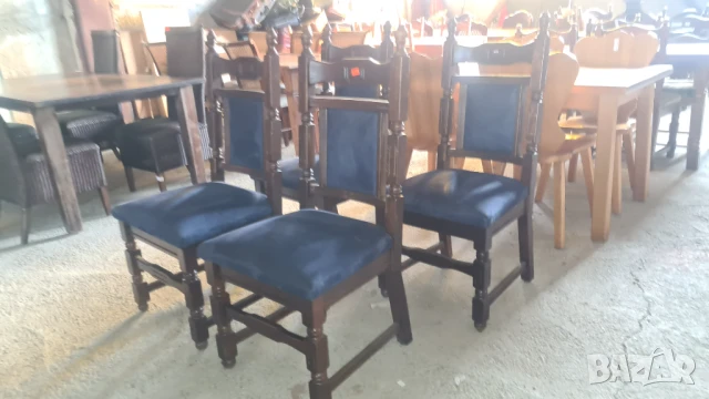 масивни столове с велурена дамаска внос от Европа, снимка 5 - Столове - 50681544