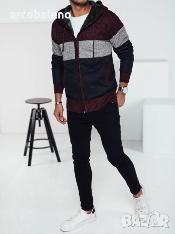 Мъжки изолиран пуловер с качулка, 2цвята , снимка 3 - Пуловери - 52476983