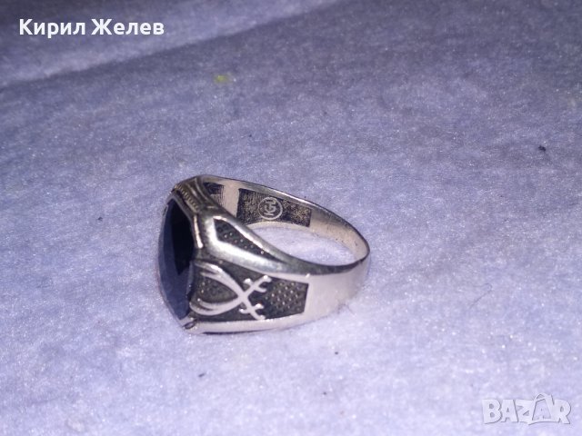 СКЪПОЦЕНЕН АВТОРСКИ СРЕБЪРЕН ПИРАТСКИ ПРЪСТЕН СРЕБРО 925 с НИЕЛО и ОГРОМЕН ФАСЕТИРАН МАРКАЗИТ 36405, снимка 5 - Пръстени - 39535693
