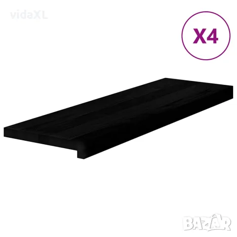 vidaXL Стълбищни стъпала, 4 бр, кафяво-черни, 80x25x2 см, дъб масив