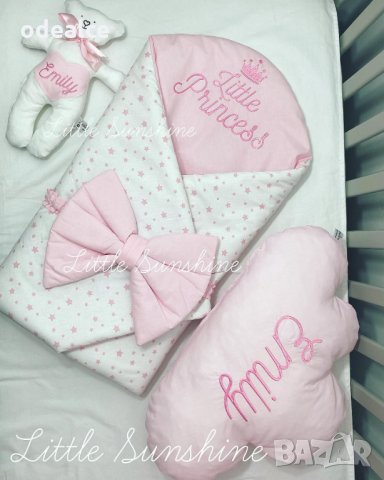 Подаръчен сет - Одеялце, Играчка и възглавничка с бродерия Лукс!, снимка 2 - Спални чували за бебета и деца - 30862104