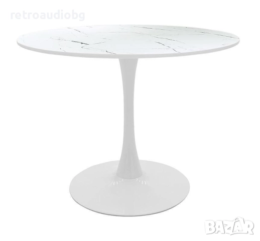 Кръгла трапезна маса БАЛОУ 2 Ф120 цвят бял мрамор, снимка 2 - Маси - 52800807
