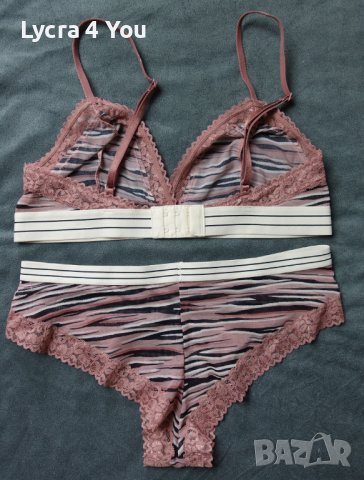 S/M тюлен комплект бразилиана и сутиен с дантела, снимка 4 - Бельо - 37873344