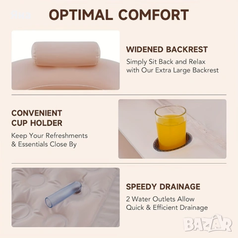 Надуваема преносима Вана с покривало и цип за задържане на топлината, снимка 9 - Душ кабини и вани - 53965175