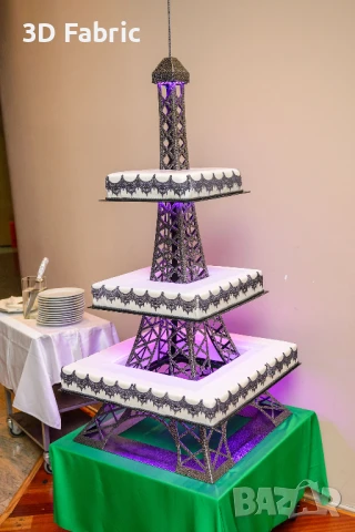 Уникална стойка за сватбена торта "Айфелова Кула"