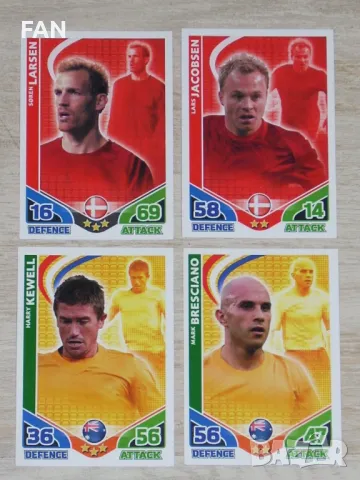 50 бр. карти MATCH ATTAX TOPPS от Световното първенство по футбол в ЮАР 2010 вкл. Кристиано Роналдо, снимка 9 - Фен артикули - 39392000