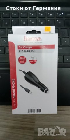 Зарядно за кола - Hama, Micro-USB, 1 A, черно, снимка 2 - Зарядни за кола - 38370338