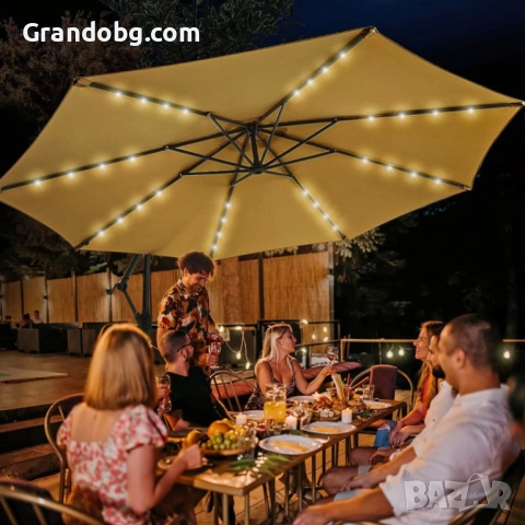 Висококачествен 3М Градински Чадър с 8 ребра LED осветление и UV защита, снимка 3 - Други - 52174729