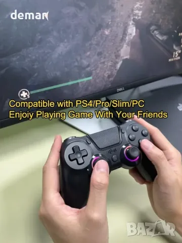 2бр. безжични гейм контролери за PS4/PC с RGB и вибрации, снимка 8 - Джойстици и геймпадове - 55933493