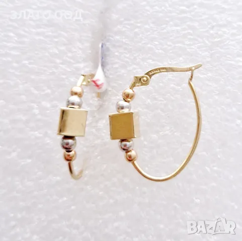 ВИСЯЩИ ЗЛАТНИ ОБЕЦИ. ЗЛАТО: БЯЛО, ЖЪЛТО И РОЗОВО-14К, проба 585., снимка 2 - Обеци - 28473554