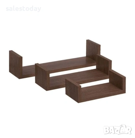 Рафтове за стена, 3бр., до 3кг, комплект етажерки, тъмно кафяв