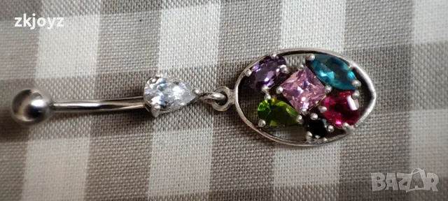 СРЕБЪРЕН ПИЪРСИНГ С РАЗНОЦВЕТНИ ЦИРКОНИ 2.83 гр. / проба 925, снимка 7 - Други - 49104225