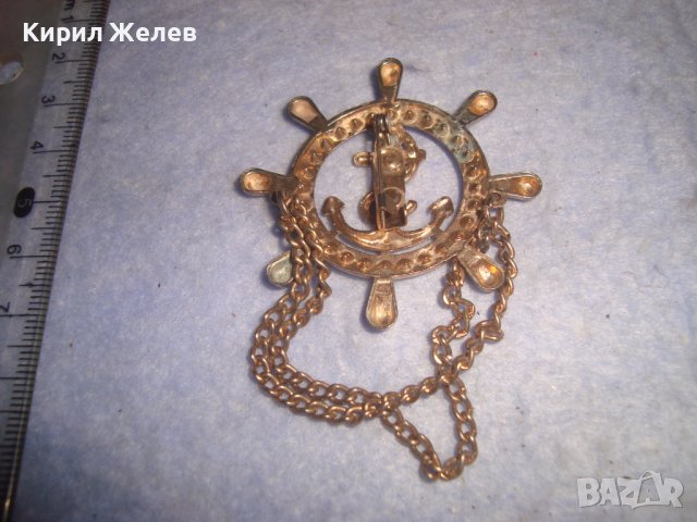 ПОЗЛАТЕНА МОРСКА КАПИТАНСКА ЗНАЧКА КОТВА НАКИТ БРОШКА с ФАСЕТИРАНИ КРИСТАЛИ 27955, снимка 2 - Колекции - 37095270