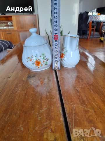 Стар комплект порцеланова захарница и каничка, снимка 3 - Антикварни и старинни предмети - 35504063