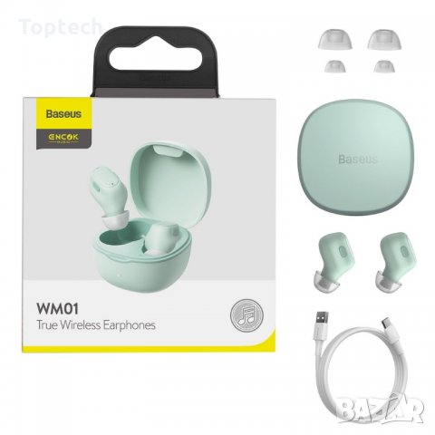Безжични слушалки Baseus Encok WM01 TWS In-Ear Bluetooth Earphones, със зареждащ кейс, снимка 1 - Безжични слушалки - 31079817