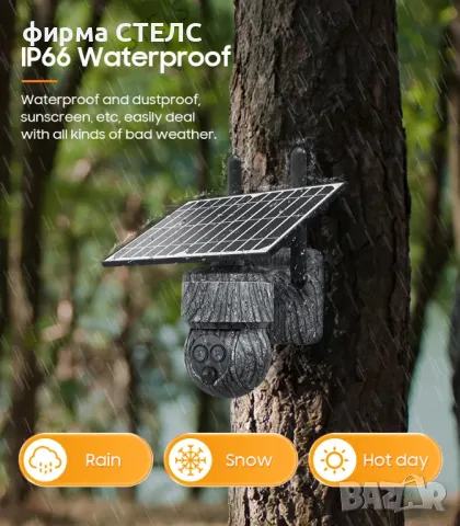 Соларна камера STELS SZ6, 4G, 6MP, PTZ, PIR – Черна и Камуфлаж, снимка 10 - IP камери - 50204483