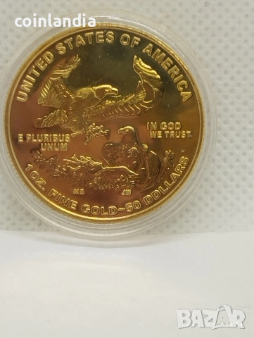 позлатена монета репродукция , снимка 2 - Нумизматика и бонистика - 53290265