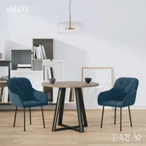 vidaXL Трапезни столове, 2 бр, сини, кадифе（SKU: 344844）, снимка 2 - Столове - 56135328