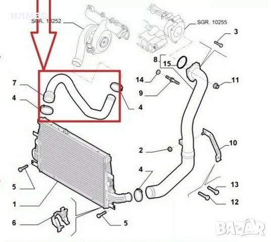 50508204 Маркуч за турбо за Алфа 159- 1,9 1,9 JTDM -115к.с., снимка 3 - Части - 35237993