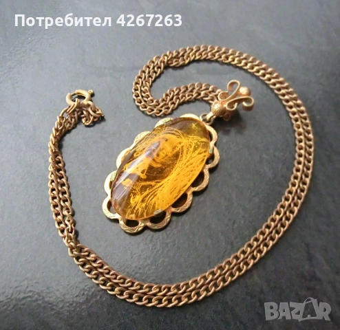 Разкошно ретро колие имитация на кехлибар, снимка 6 - Колиета, медальони, синджири - 52666691