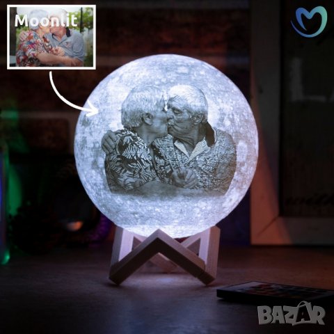 Лунна лампа със снимка и текст - 4 размера/ 3 или 16 цвята на светлината в  Арт сувенири в гр. Сливен - ID35561134 — Bazar.bg