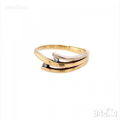 Златен дамски пръстен 2,58гр. размер:54 14кр. проба:585 модел:15560-1, снимка 1 - Пръстени - 40075775