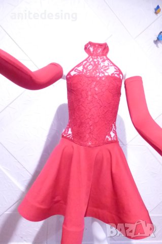 Червена детска рокля за спортни танци, снимка 12 - Художествена гимнастика - 42842731