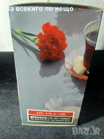 Комплект от 6 стъклени, чаени чинийки в кутия, снимка 4 - Чинии - 30882215