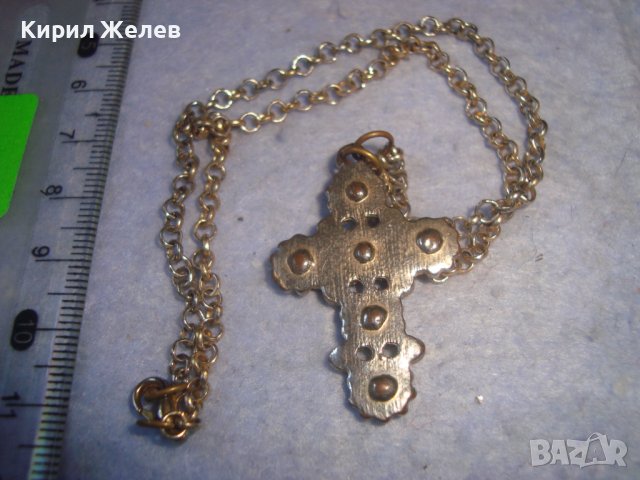 СТАРО АЖУРНО МЕСИНГОВО ВИНТИДЖ АРТ КРЪСТЧЕ - КОЛИЕ с ВЕРИЖКА 21148, снимка 4 - Колиета, медальони, синджири - 36975034
