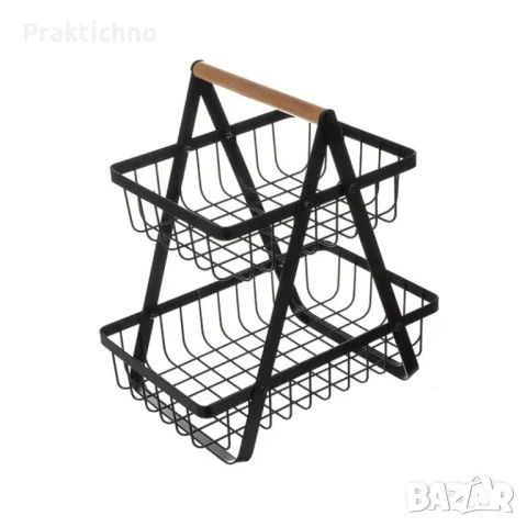 Двуетажна метална кошница за плодове/зеленчуци, Ruhhy, снимка 1