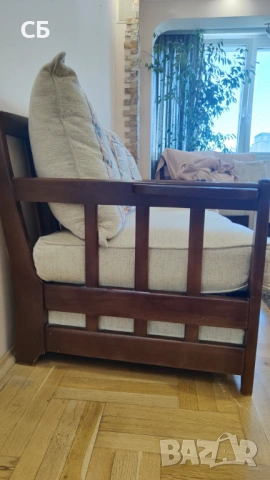 Винтидж италианска холова гарнитура от масивно дърво, снимка 9 - Дивани и мека мебел - 54171542