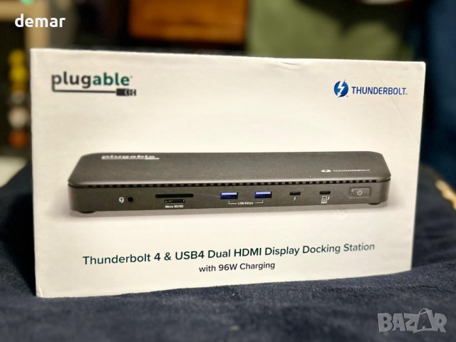 Plugable докинг станция Thunderbolt 4, един 8K или два 4K HDMI, 100 W, снимка 8 - Други - 44476839