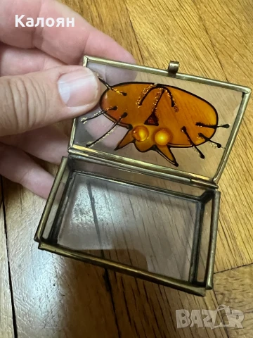 Стъклена кутийка с месингов обков с нарисувана котка, снимка 3 - Декорация за дома - 50584807