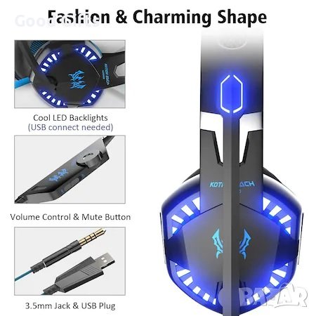 Геймърски слушалки G2000, с микрофон и подсветка, снимка 5 - Слушалки и портативни колонки - 38096908