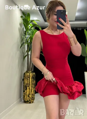 къса червена рокля с шорти , снимка 2 - Рокли - 50318141
