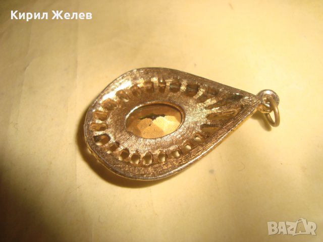 РЕТРО ВИНТИДЖ СТАР ПОЗЛАТЕН БРОНЗОВ АРТ ДЕКО ПЕНДАНТ с ФАСЕТИРАН ГОЛЯМ ПЕРИДОТ ХРИЗОЛИТ ОЛИВИН 12600, снимка 11 - Антикварни и старинни предмети - 35655058