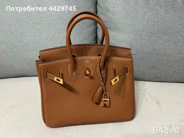 Кафява чанта Hermes Birkin 25 gold on gold, снимка 9 - Чанти - 56261275