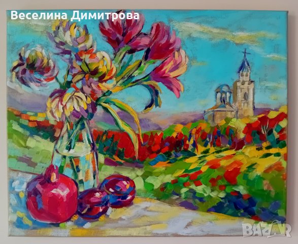 Картина с маслени бои "Етюд при Царевец ", снимка 1 - Картини - 42518354