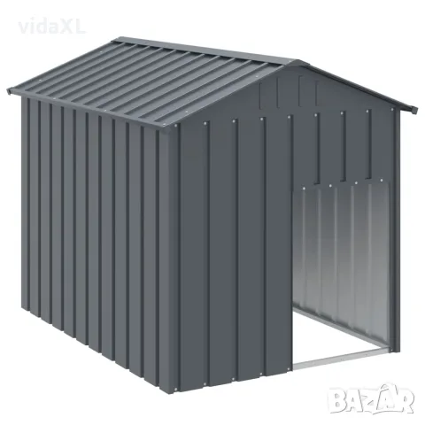 vidaXL Кучешка къща с покрив, антрацит, 117x153x123 см, стомана