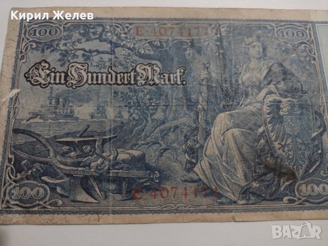 Райх банкнота - Германия - 100 марки / 1910 година рядка Имперска банкнота с червен печат- 17948, снимка 8 - Нумизматика и бонистика - 31019834
