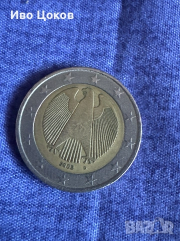 Монета от 2002 2 евро Германия с буквата D 